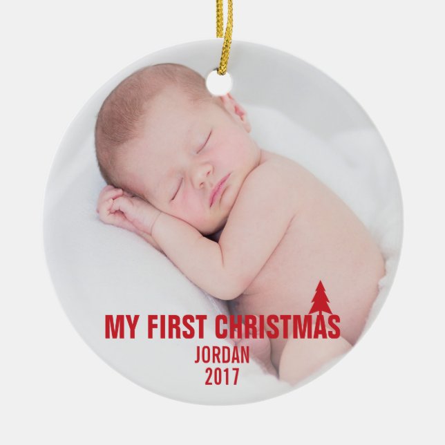 Primer Personalizado de Navidad del bebé Ornamento (Frente)