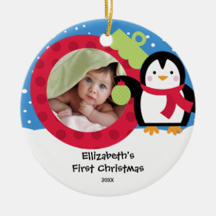 Primer pingüino del ornamento de la foto del