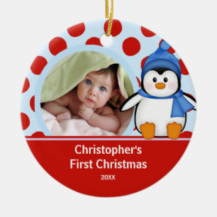 Primer pingüino del ornamento de la foto del