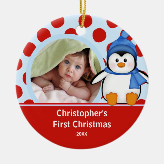 Primer pingüino del ornamento de la foto del (Frente)