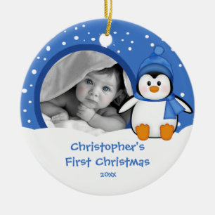 Primer pingüino del ornamento de la foto del