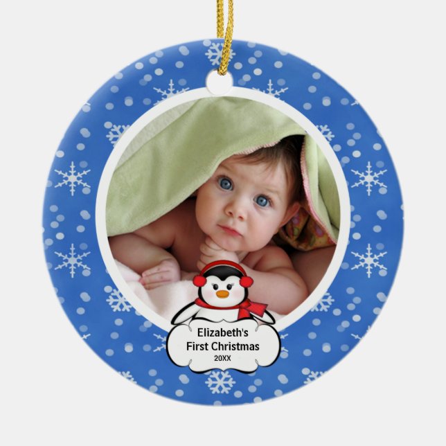 Primer pingüino del ornamento de la foto del (Frente)