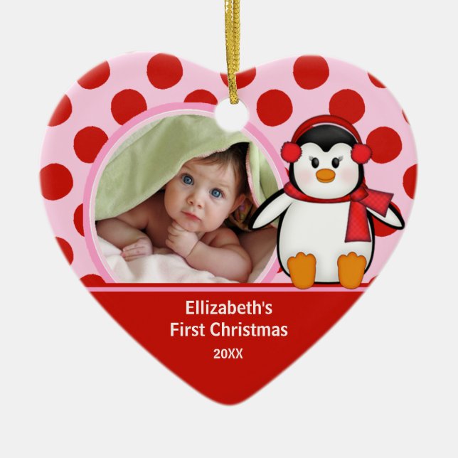 Primer pingüino del ornamento de la foto del (Frente)