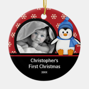 Primer pingüino del ornamento de la foto del