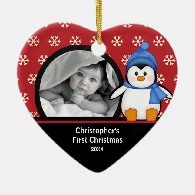 Primer pingüino del ornamento de la foto del (Frente)
