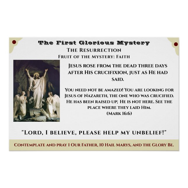 Primer Poster de misterio glorioso (Anverso)