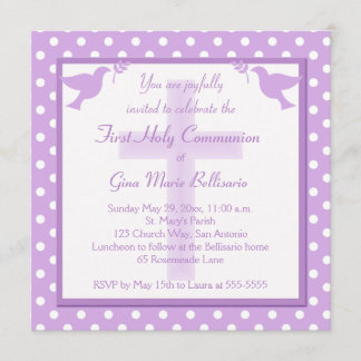 Primer punto de polka morado invitación a la comun