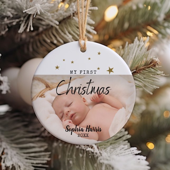 Primer Recién nacido de Navidad Ornamento cerámico (Subido por el creador)