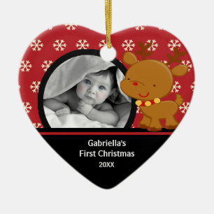 Primer reno del ornamento de la foto del navidad