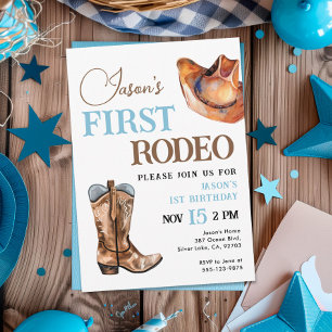 Primer Rodeo Cowboy Invitación de cumpleaños