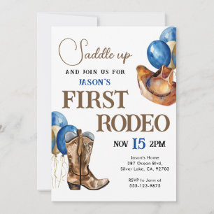 Primer Rodeo Cowboy Invitación de cumpleaños