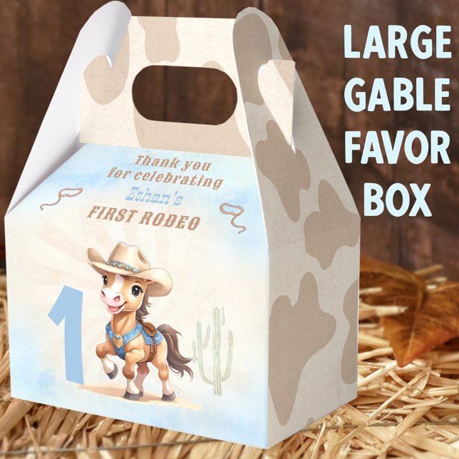 Primer Rodeo Cowboy Occidental Caja de Favor Grand (1st Rodeo Large Gable Favor Boxes - You can choose from 3 sizes of these gable favor boxes)