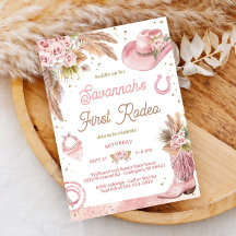 Primer Rodeo del Boho Rosado Invitación al primer 