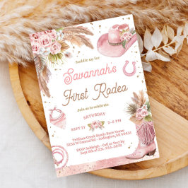 Primer Rodeo del Boho Rosado Invitación al primer 