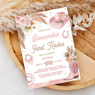 Primer Rodeo del Boho Rosado Invitación al primer 