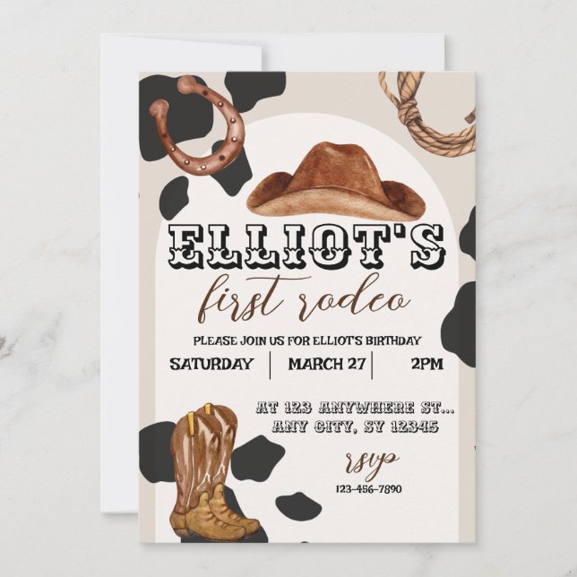 Primer Rodeo, Invitación de Cowboy Occidental (Anverso)