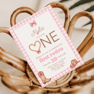 Primer Rodeo Rosado Invitación a Cumpleaños