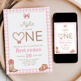 Primer Rodeo Rosado Invitación a Cumpleaños