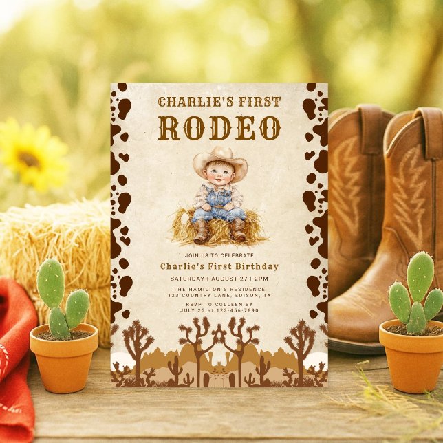 Primer Rodeo Rústico de Cowboy Invitación de cumpl (Subido por el creador)