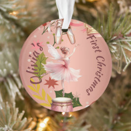 Primer rosa de ballet bebé de Navidad Ornamento ac