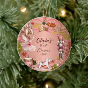 Primer rosa navideño de bebequette ornamento metal