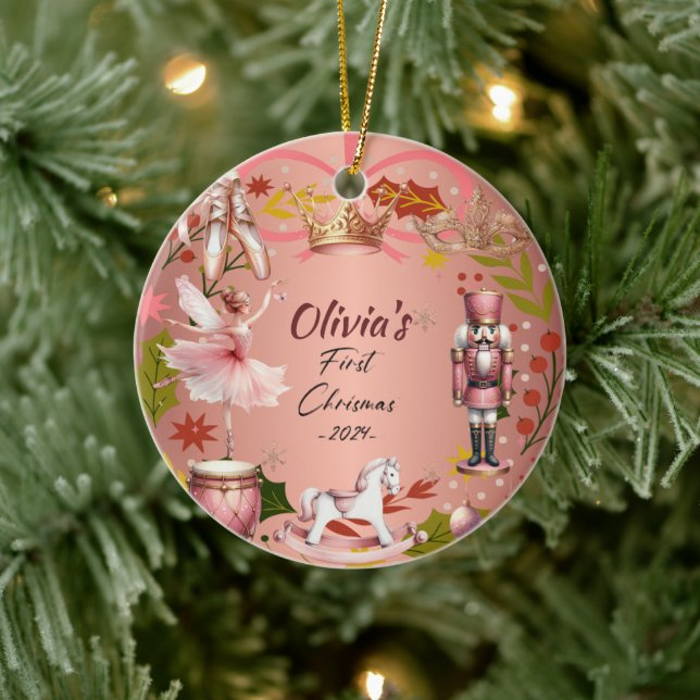 Primer rosa navideño de bebequette ornamento metal (Árbol)