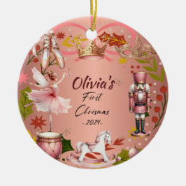 Primer rosa navideño de bebequette ornamento metal