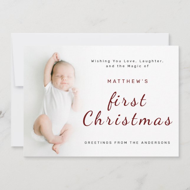 Primer saludo fotográfico simple de Navidad para e (Anverso)