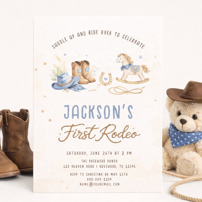 Primer Vaquero Rodeo Invitación de Cumpleaños núme (Subido por el creador)