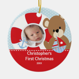 Primer velero del ornamento de la foto del navidad