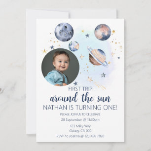 Primer viaje alrededor de la invitación a la foto