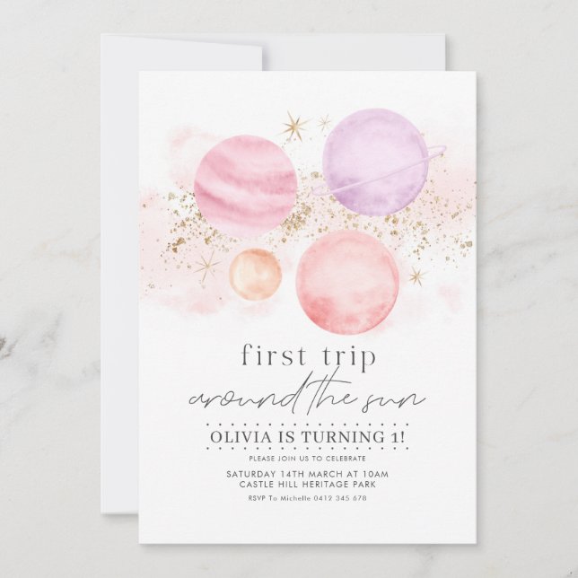 Primer viaje alrededor de la invitación al cumplea (Anverso)