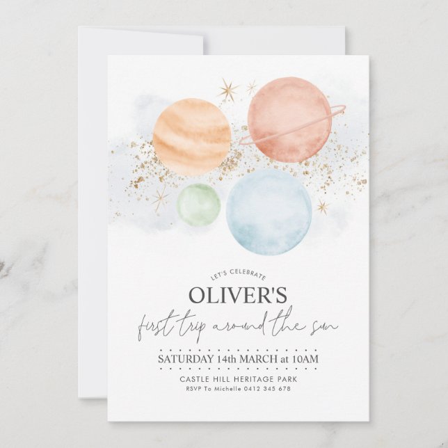 Primer viaje alrededor de la invitación al primer  (Anverso)