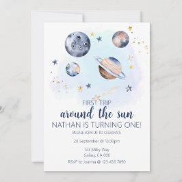 Primer Viaje Alrededor De La Invitación De Cumplea