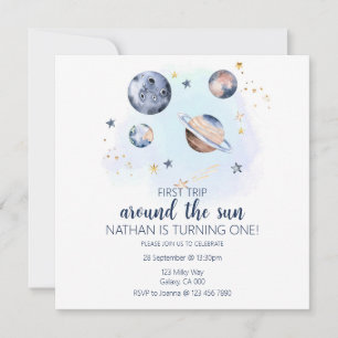 Primer Viaje Alrededor De La Invitación De Cumplea