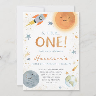 Primer Viaje Alrededor De La Invitación De Cumplea