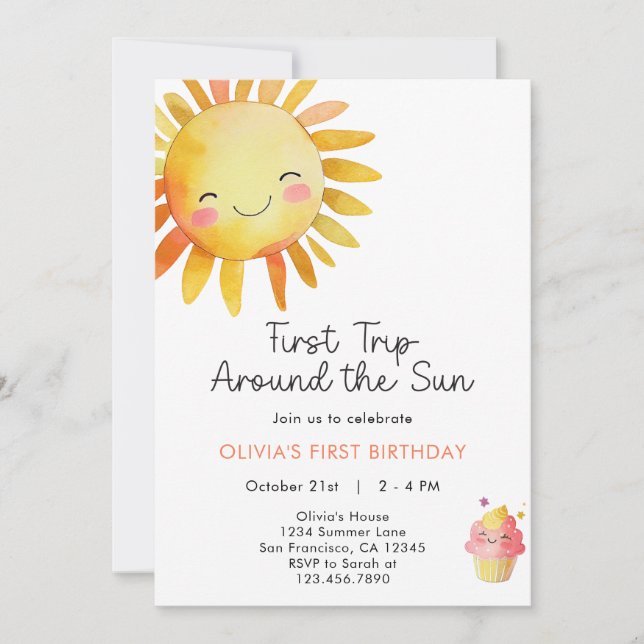 Primer viaje alrededor de la invitación del primer (Anverso)