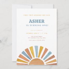 Primer viaje de niño alrededor de la invitación al