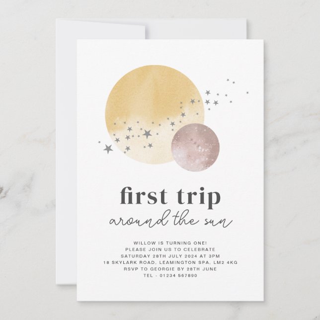 Primer Viaje Rosado Alrededor De La Invitación De  (Anverso)