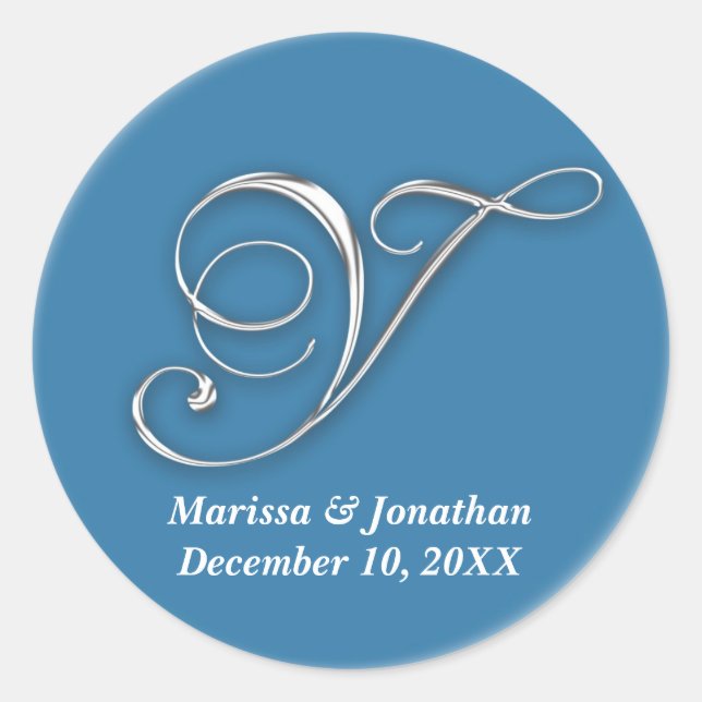 Primer Y azul monograma nombre personalizado sello (Anverso)