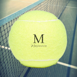 Primer y nombre del monograma de bola de tenis per
