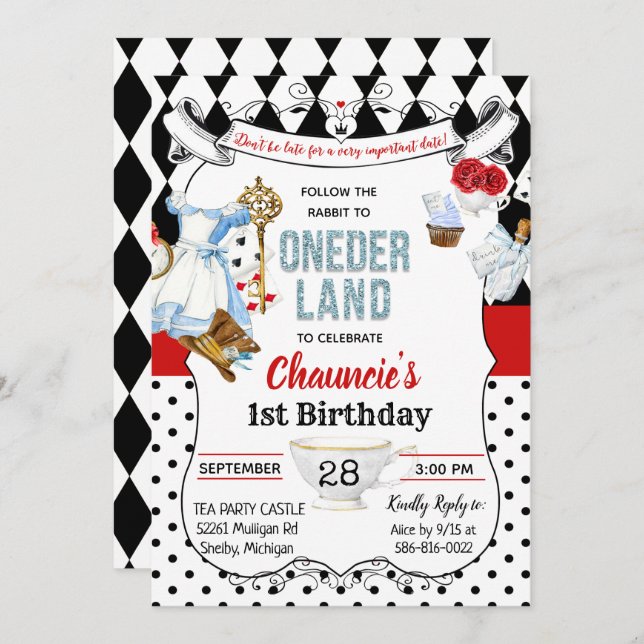 Primera Alicia de Cumpleaños en Invitación a la Ti (Anverso / Reverso)