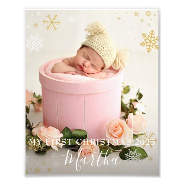 Primera bebé de Navidad Fotografía de marco de Sno (Frente)