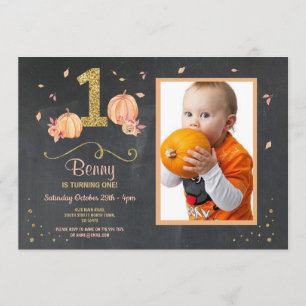 Primera calabaza Fiesta de cumpleaños Invitación a