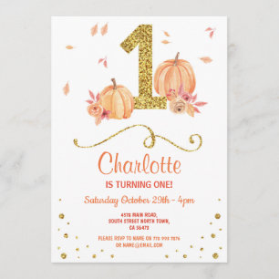 Primera calabaza Invitación Fiesta de un cumpleaño