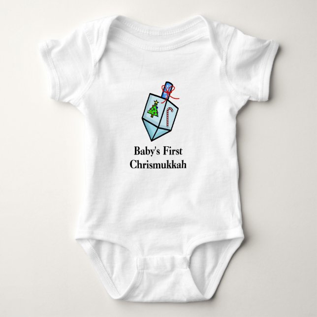 Primera camisa del bebé de Chrismukkah Dreidel del (Anverso)