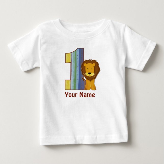 Primera camisa del león del cumpleaños del bebé (Anverso)