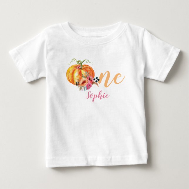 Primera camiseta de calabaza de flor de cumpleaños (Anverso)