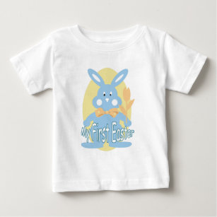 Primera camiseta del bebé del conejo azul de Pascu