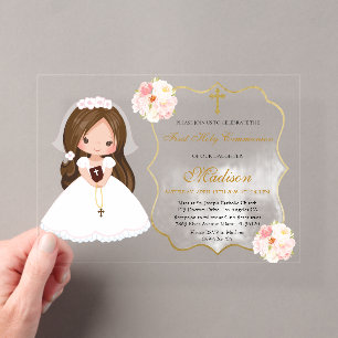 Primera Comunión Acrílico de invitación Gir